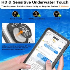 Waterproof Phone Case, Underwater Phone Cases for Snorkeling, IPX8 Diving Black