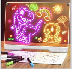 16-Inch Rechargeable LED Drawing Board, 9-Color Light Modes, Neon Art Dry Erase
