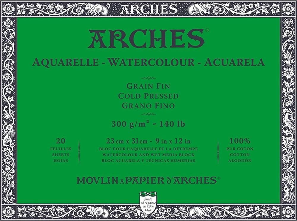 Arches Aquarelle Watercolor Block, Cold Pressed, 140Lb/300gsm, Toy