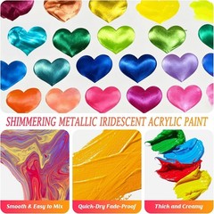 Art Supplies: 24 Iridescent Paint Colors & Brushes for Creative Projects