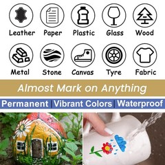 8 Pack Acrylic Paint Markers – Medium Tip, Quick Dry, Waterproof, Non-Toxic for