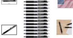 Retractable Gel Pens, 12-Count, Black Ink with Comfortable Grip & No Smudging