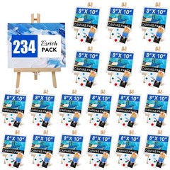 234 Pack Canvas with Easel Set 8 x 10 in Canvas Boards with 11.8 in Wooden Ea…