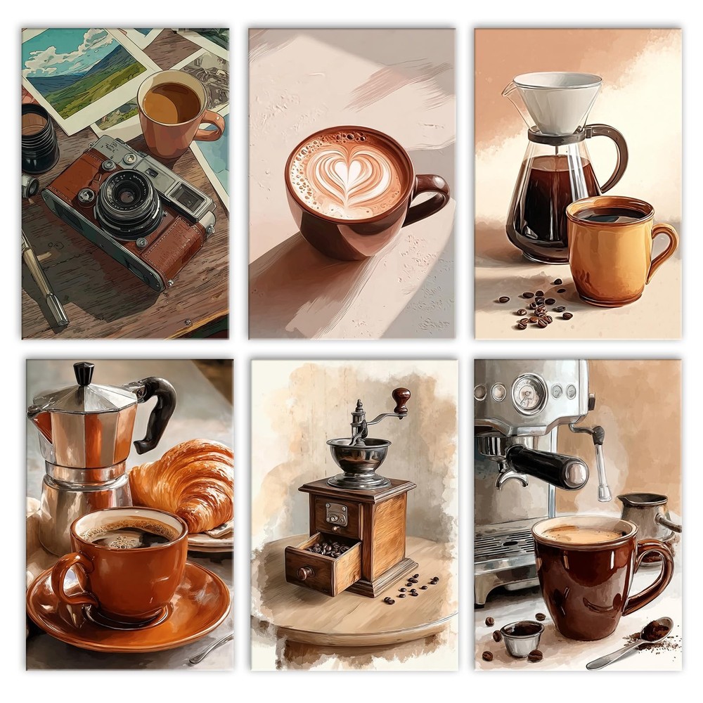 Tucocoo 6 Pack Paint By Numbers Kit For Adults Coffee Paint By Numbers For