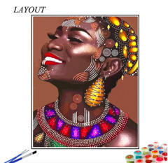 Paint by Number Kits African Woman Acrylic Paint DIY for Adults 16in x 20in