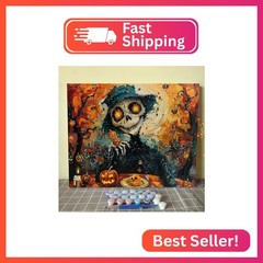 Tucocoo Happy Halloween Night Paint by Number for Adults Canvas Skull Pumpkin Ca