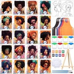 Sherr 140 Pcs 20 Set Pre Drawn Canvas Kit Elegant Lady Painting