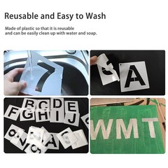 2 Inch Reusable Letter & Number Stencils – 36 Pcs Font Sizes:2 Inch, white