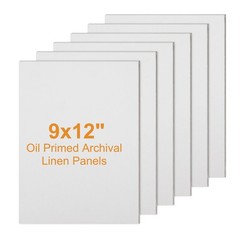 6 PCS 9×12 Inch Oil Primed Archival Linen Panels 11 oz Artist Board Canvas