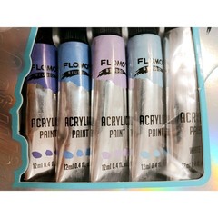 Art Acrylic Paint Set 12 Tubes Blends Easily Non Toxic Satin Finish Any Surface