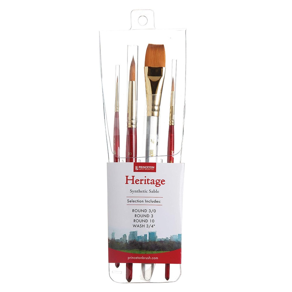 Heritage, Series 4050, Synthetic Sable Paint Brush for Watercolor, Set of 4