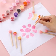 40 Pack Round Sponge Foam Brush 0.6” Paint Wooden Handle Pink