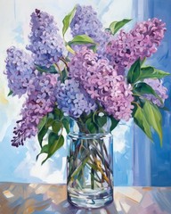 Tucocoo Paint by Number Blue Lilac in 16”x20”(Frameless), Flower Vase 01