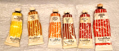 12 Vtg. CRAFTINT Artist’ Colors Acyrlic Paint, 1.25 & 2 oz tubes, pliable, USED