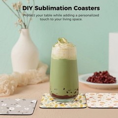 100 Pcs Sublimation Blank Cup Coasters Bulk, 4 x 4 Inches Square Blank Cup Ma…