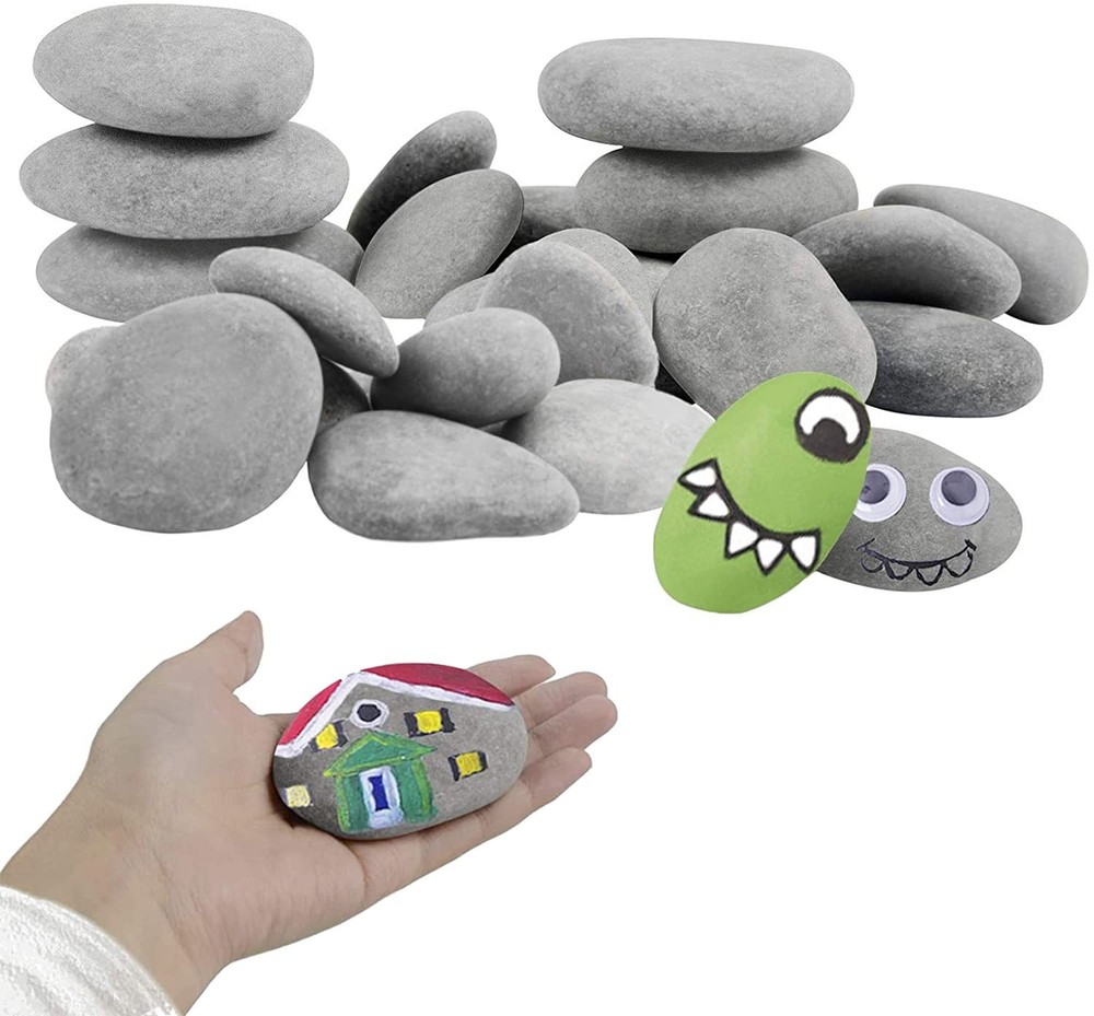 Simetufy 30 River Rocks for Painting 1.2-3.5 inch, Natural Stones, Smooth & F…