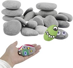 Simetufy 30 River Rocks for Painting 1.2-3.5 inch, Natural Stones, Smooth & F…