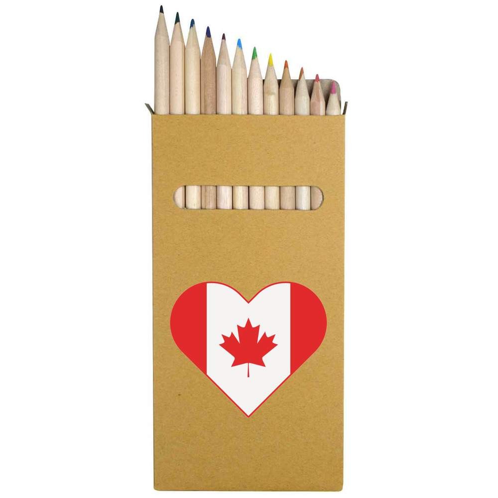 12 x ‘Canada Flag Love Heart’ Long Colour Pencils (PE00075603)