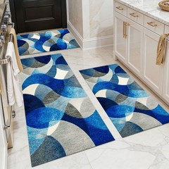 Soft Abstract Floor Mats 3Pcs Non-Slip Washable Rugs for Kitchen Entryway Home