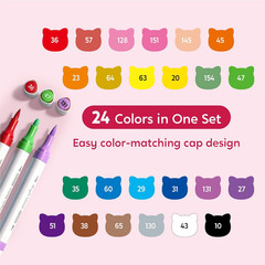24 PCS Washable Acrylic Paint Markers, Dual Tip Acrylic Paint Pens for Paper, Wi