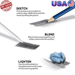 39 Piece Drawing Kit W/ Graphite Charcoal Pencils Sketch Pad & Accessories New