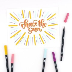 Tombow 56189 Dual Brush Pen Art Markers, Tropical, 10-Pack. Blendable, Brush and