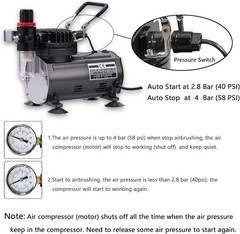 Airbrush Compressor Kit 3 Guns Gravity Siphon Feed Nail Cake