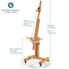 VISWIN Studio Heavy-Duty Easel, Holds Canvas Up to 71″, Tilts Flat & Movable,…