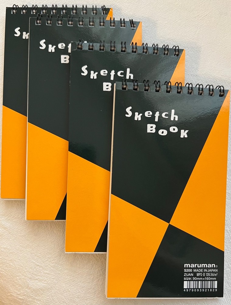 Rare Maruman Zuan Sketchbook S200 Long Slim Pocket Size Set of 4 Japan Limited