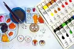 Painting Starter Kit 12 Color Acrylic Paints, 15 Brushes with Painters Palette