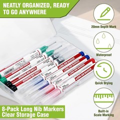 8Pcs/Set 20Mm Deep Hole Long Nib Head Markers for Metal Perforating Pen
