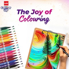 Cello BrushTip Pens Multicolor 18 Shades 2-in-1 Brush Sketch Pens Set Kids Art