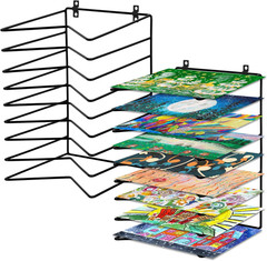 2 Pack Art Drying Rack for Classroom 9-Shelf Paint Drying Metal Racks Wall Mount