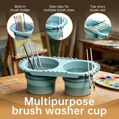 Paint Puck Collapsible Paint Brush Cleaner Rinse Cup (Beige)