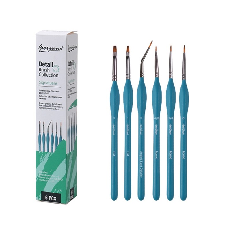 6x Oil Watercolor Acrylic Paint Brush Fine Detail Brush for Art Student Teacher