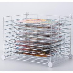 10 Shelf Art Drying Rack, Removable, Wall, Kids Art Organizer, Studio, Tabletop