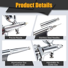 Airbrush Kit, Air Brush Painting Set, Double Action Trigger Airbrush Gun with 0.