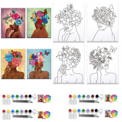 4 Pack Pre Drawn Canvas for Painting for Adults Paint and Sip Party Supplies Can