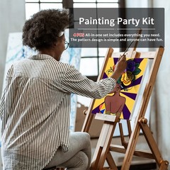Sip and Paint Kits Pre Drawn Canvas Couples Painting Party Kit with Outline C…