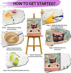 Black Cat Paint by Number for Adults,Funny Animal in Bathroom Painting by Num…