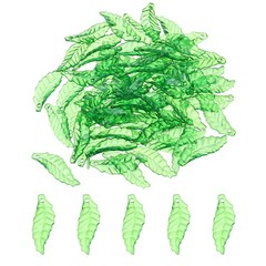 200 Pcs Transparent Acrylic Leaf Charm Green Leaf 4 Pendants Beads