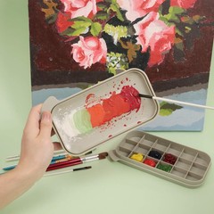 Paint Brush Cleaner Tray Organizer with Palette Holder