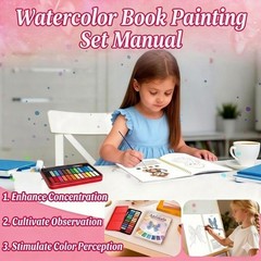 Watercolor Workbook for Beginners – 24 Colors Paint Set & Coloring Animals