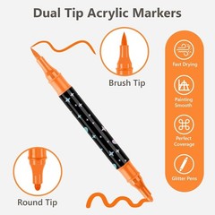 24 PCS Dual Tip Acrylic Marker Paint Pens Set Permanent for Art DIY Project