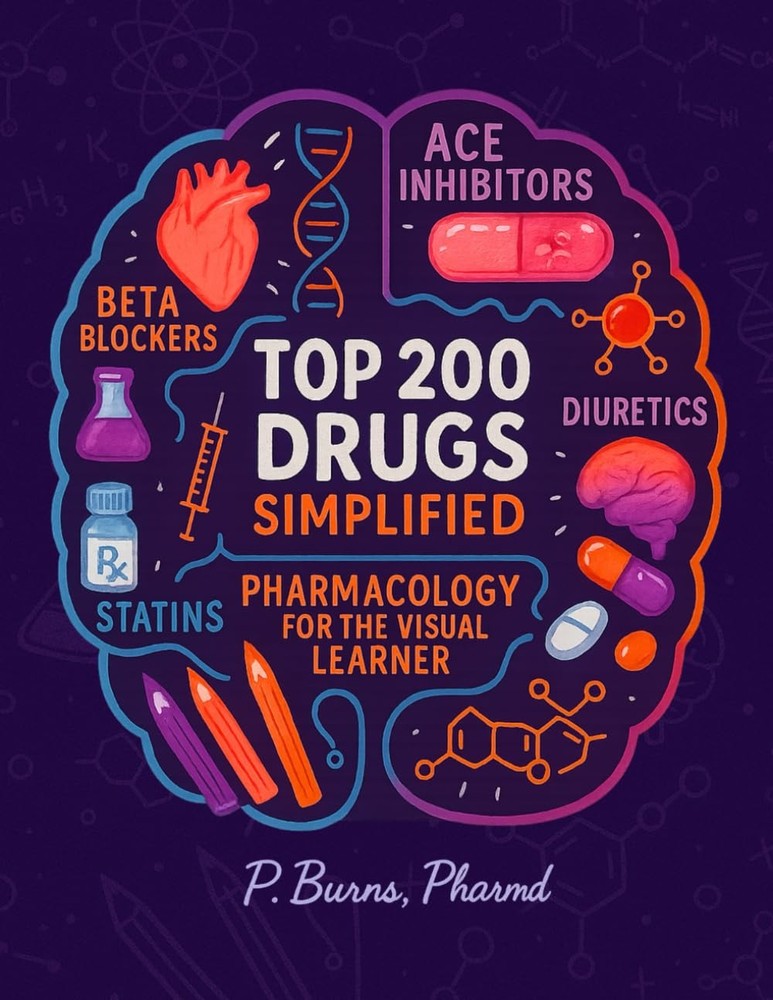 Top 200 Drugs Simplified: Pharmacology Coloring Book & Study Guide: Over…