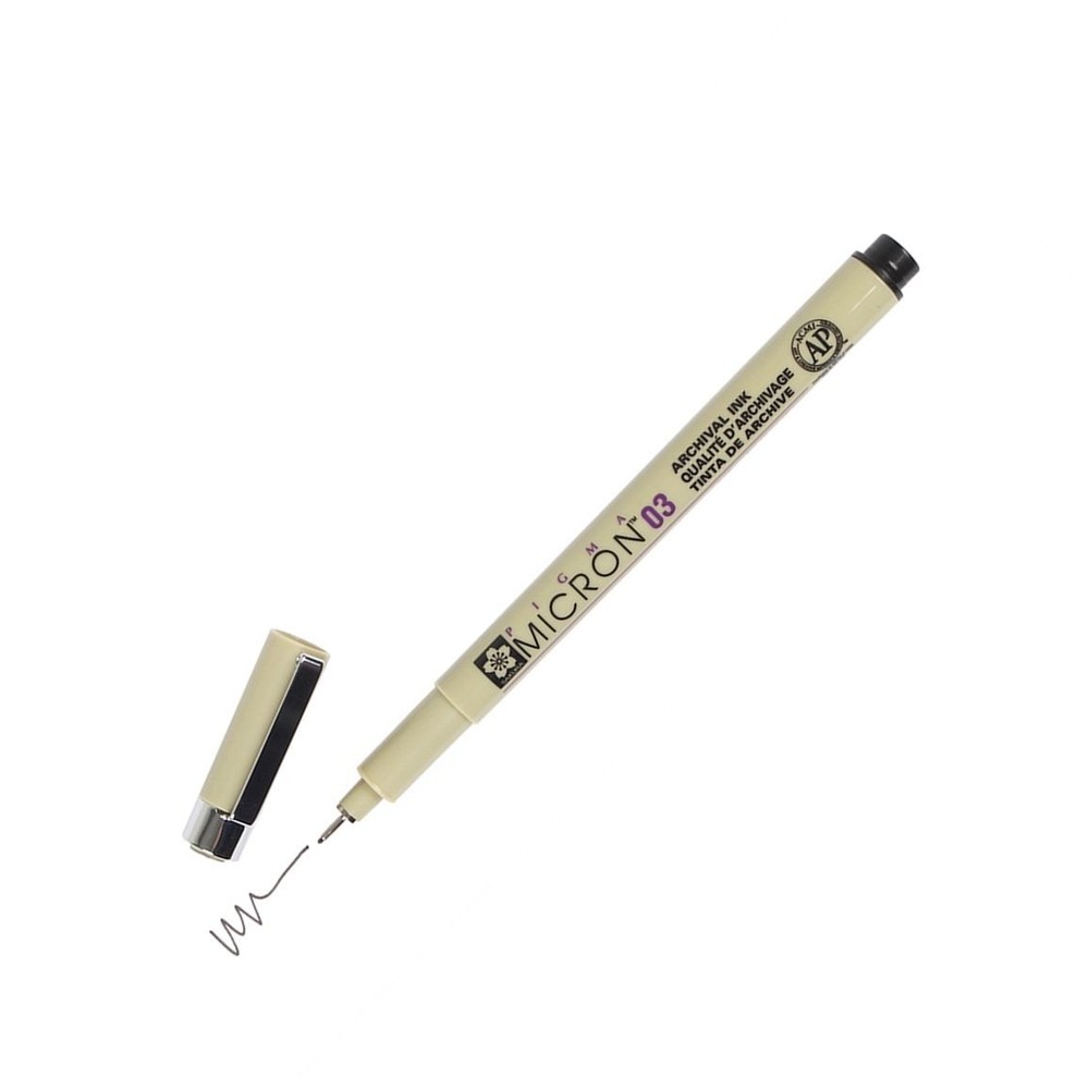 XSDK03-49 Sakura Pigma Micron 03 Marker Pen, 0.35mm Tip, Black, Pack of 1