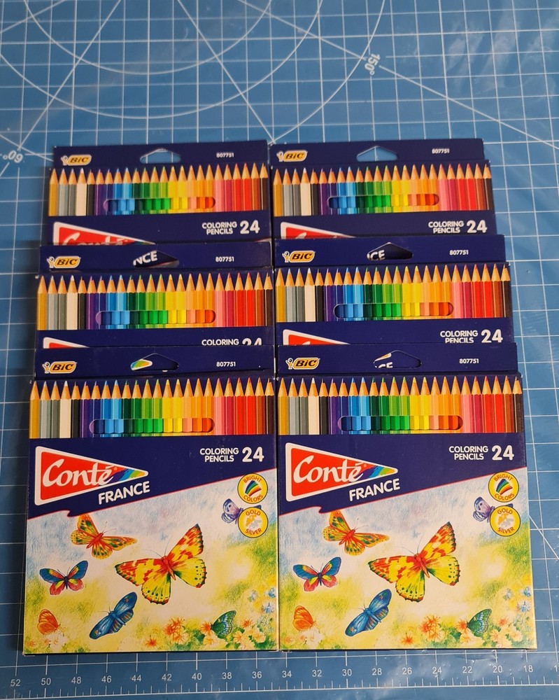 Conte France Colouring Pencils 6 Box’s Of 24 Inc Gold And Silver
