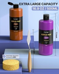 Beginner Acrylic Paint Set, 8 Colors (16.9oz/500ml Each) Bulk Large Bottles Arti