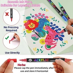 24 Colors Acrylic Paint Markers,Dual Tip 2 Count (Pack of 12), 24