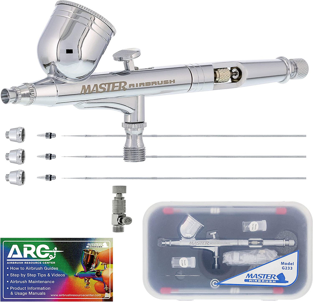 Master Performance G233 Pro Set Master Airbrush Gun with 3 Nozzle Sets (0.2, 0.3